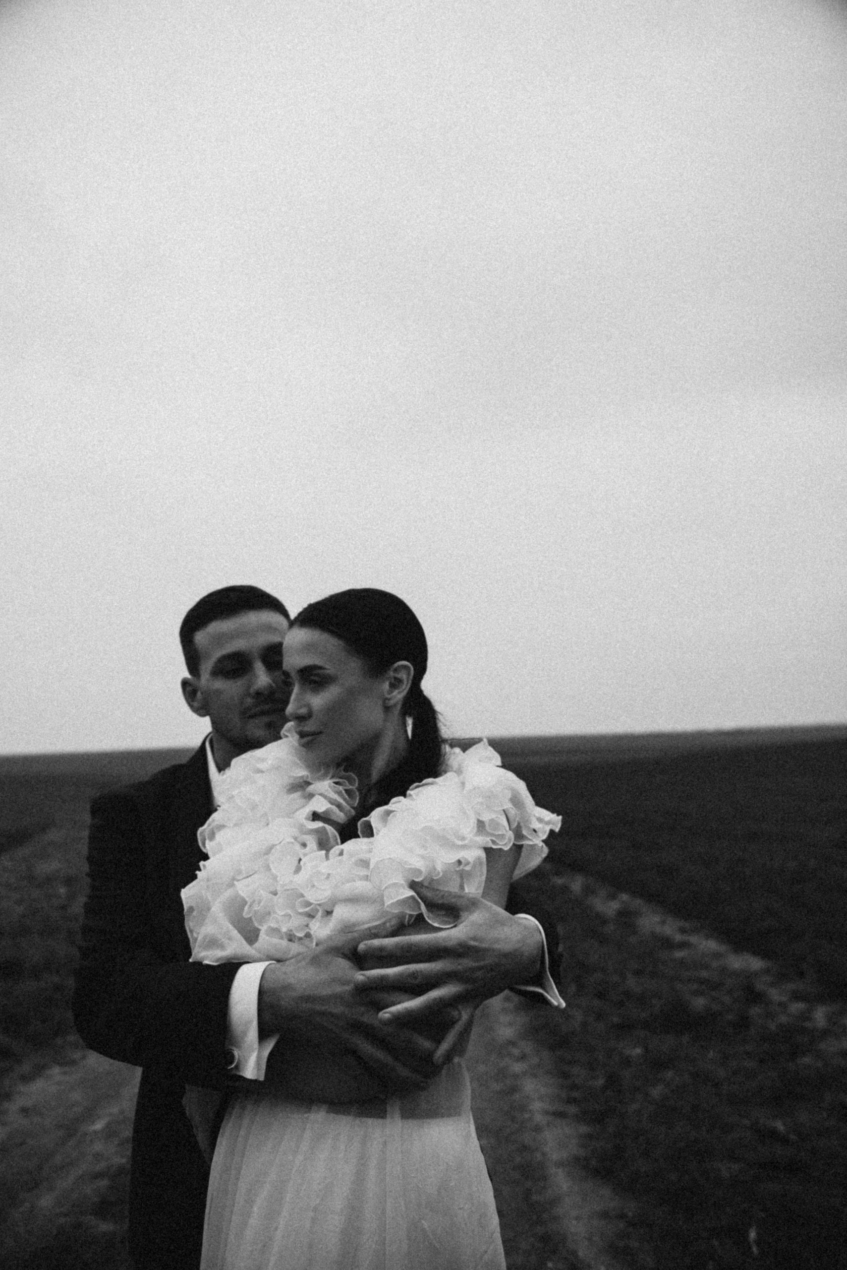 Bride and Groom hugging