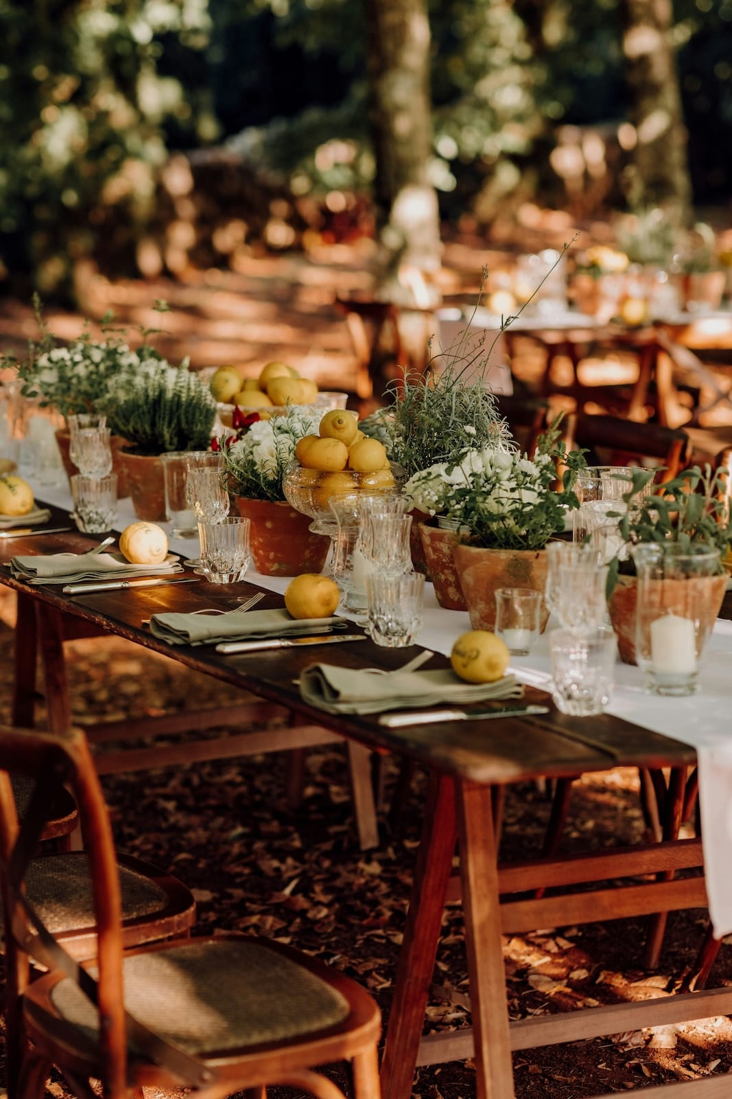 Wedding in Provence, tableware and dinner area details